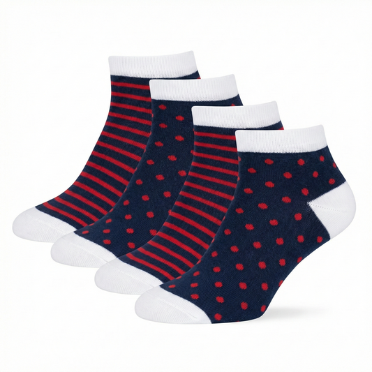 Damen Sneaker Streifen & Punkte aus Baumwolle 2er Pack