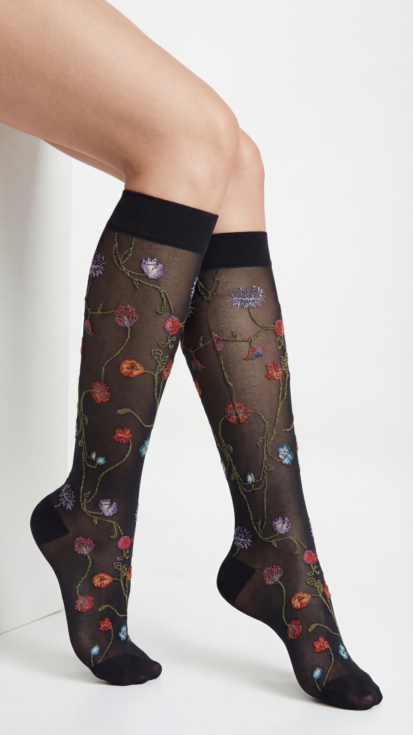 Damen Kniestrümpfe Blumenmuster