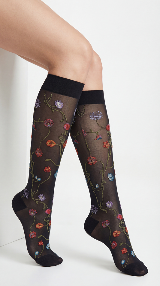 Damen Kniestrümpfe Blumenmuster