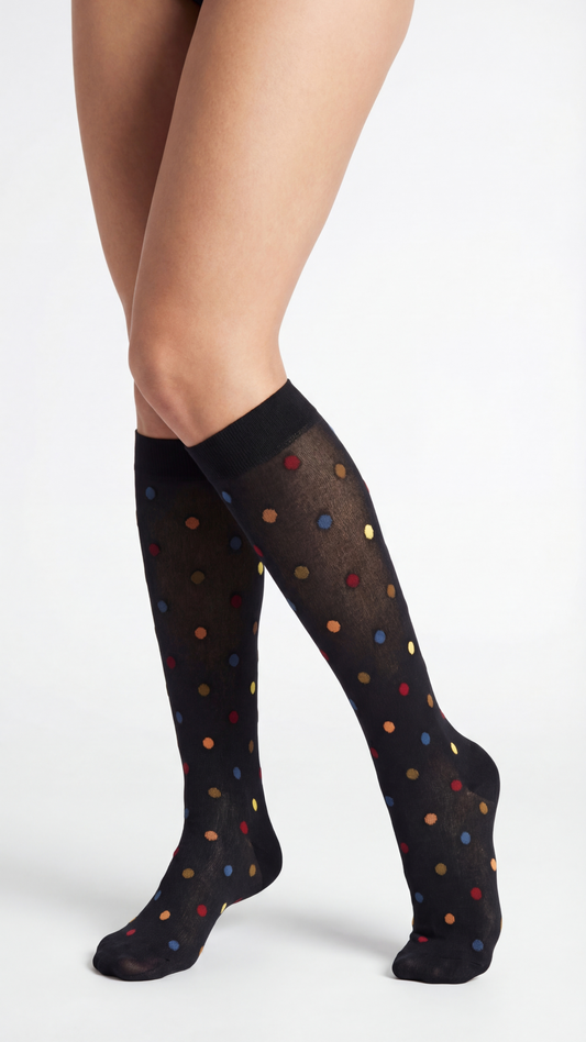 Damen Feinstrumpf bunte Punkte