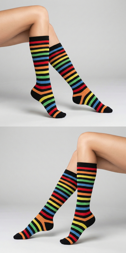 Multicolor Kniestrümpfe Bio Baumwolle