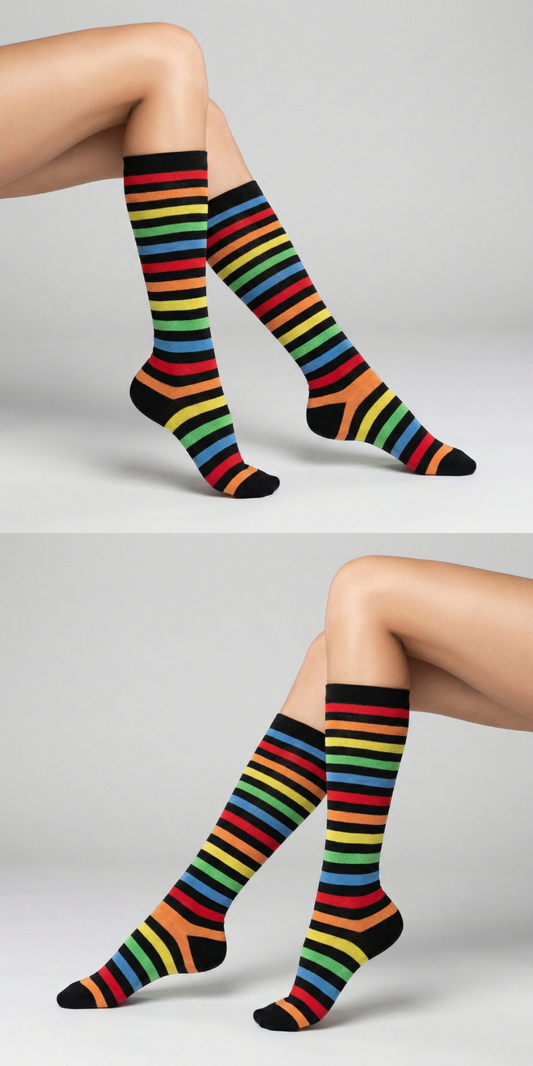 Multicolor Kniestrümpfe Bio Baumwolle