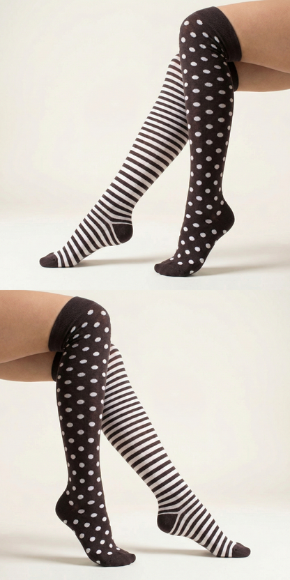 Overknees Ringel & Punkte Bio Baumwolle