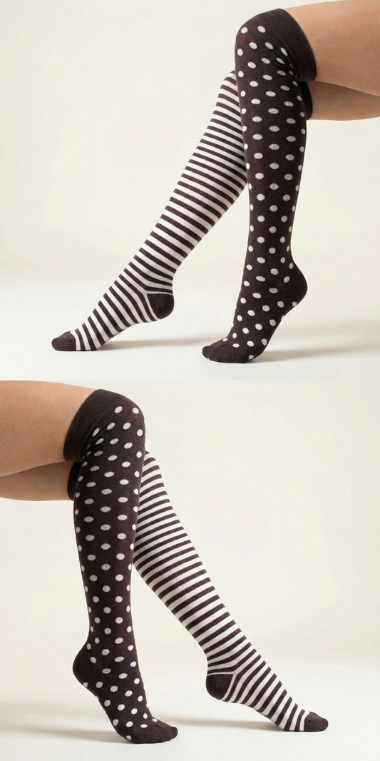 Overknees Ringel & Punkte Bio Baumwolle