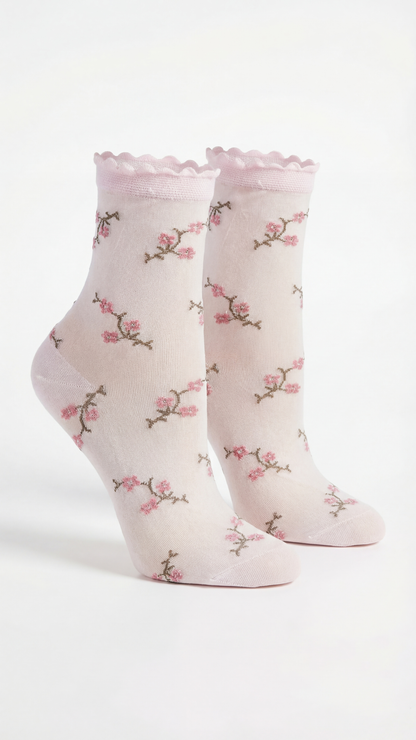 Damen Fein-Söckchen Pink Flower