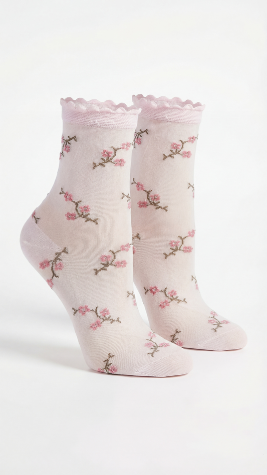 Damen Fein-Söckchen Pink Flower