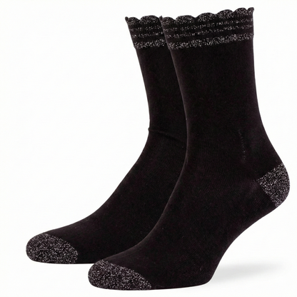 Damen Glitzer Socken aus Baumwolle 2er Pack